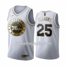 Canotte Uomo Philadelphia 76ers Ben Simmons 25 2019-20 Nike Bianco Golden Edition Swingman